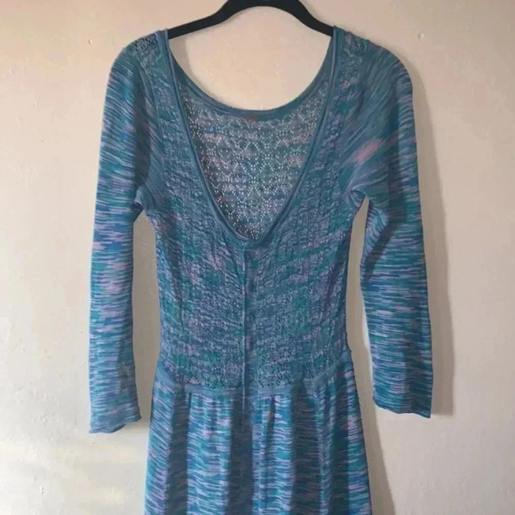 Free People Knit Marbled Blue Pink Midi Dress Size XS - Picture 3 of 9